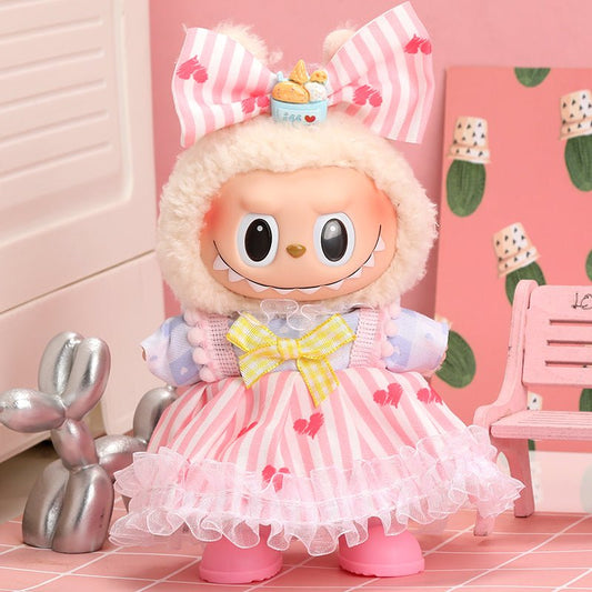 Labubu Pink Heart Stripe Outfit-0